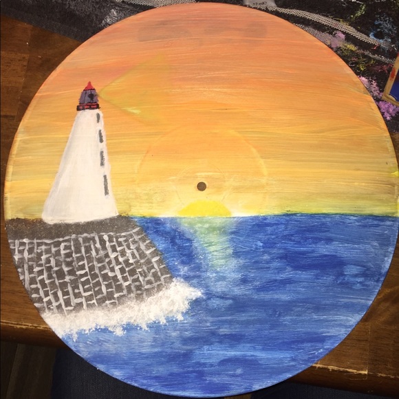 Other - Lighthouse sunset painting on record